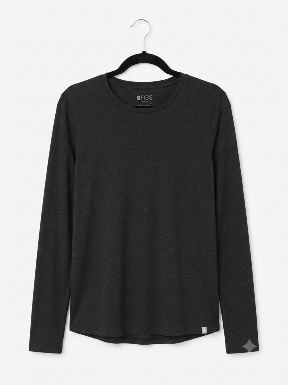 FIGS Men Long Sleeve Crew Neck Shirt - Charcoal Black